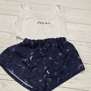 SHEIN White and Navy Dream Print Sleepwear Set